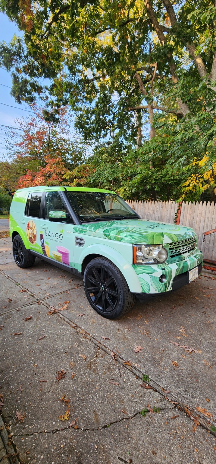 BANGO green vehicle wrap