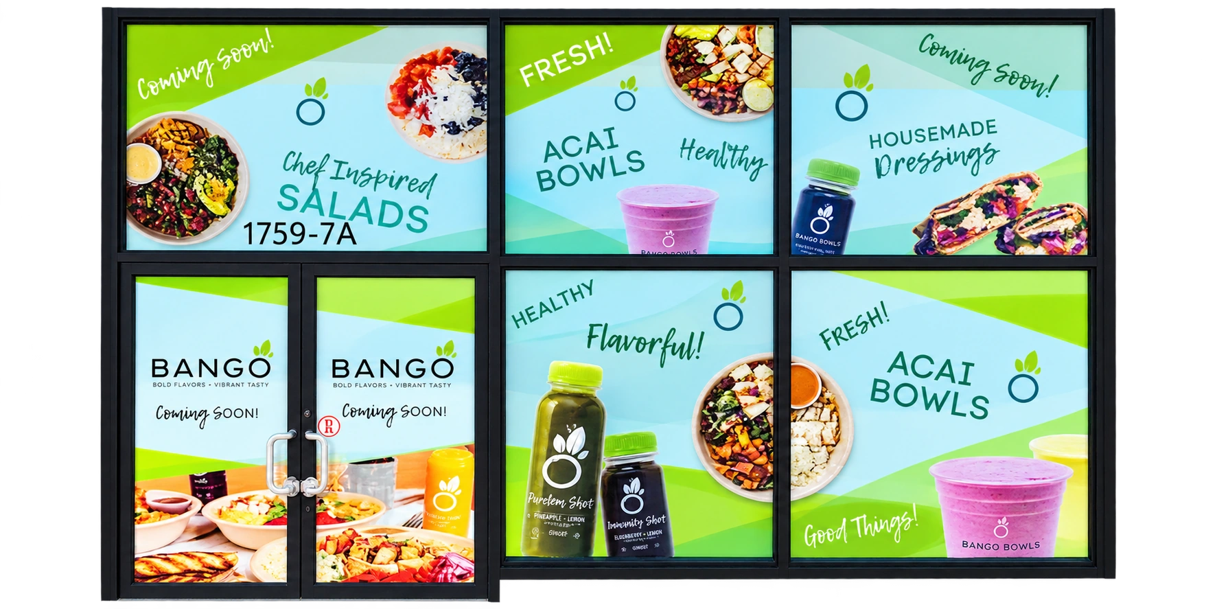 BANGO storefront graphics