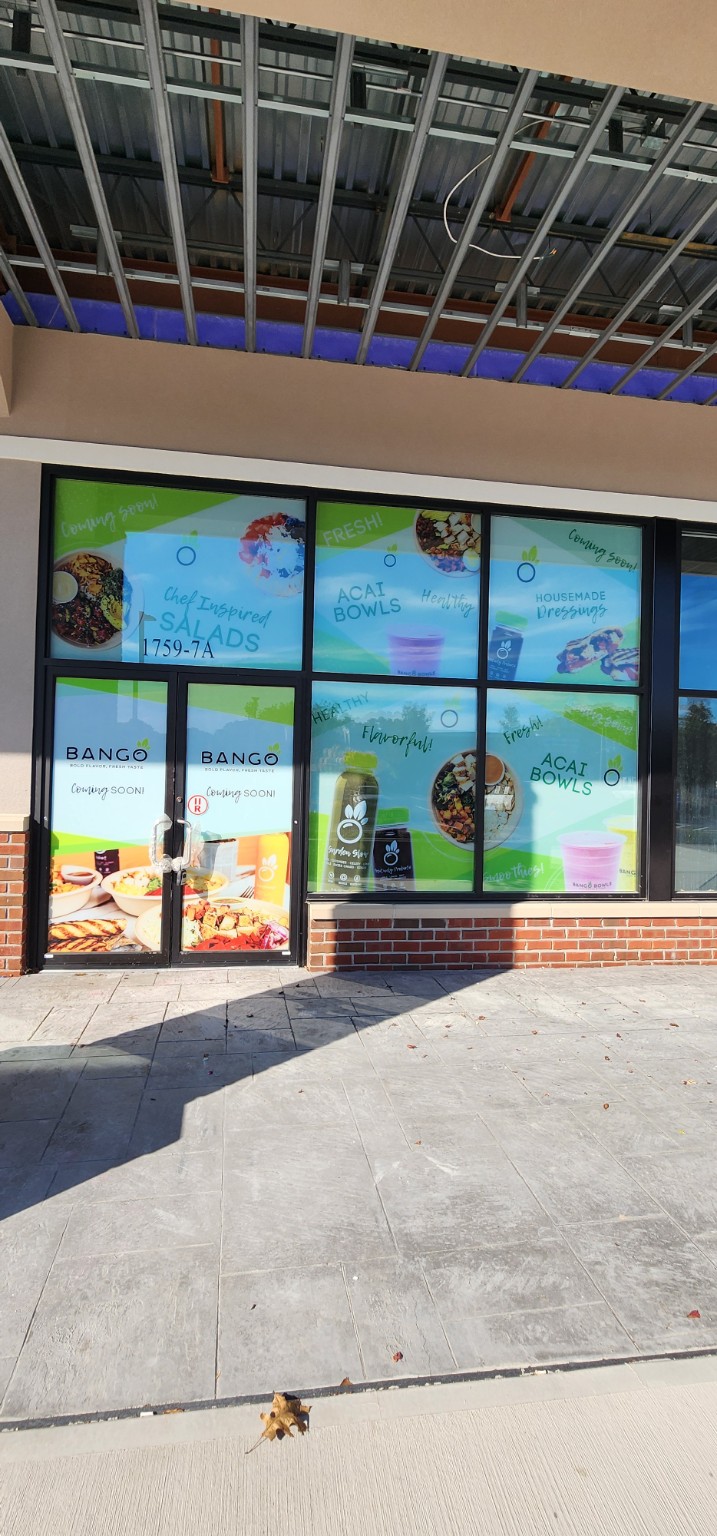 BANGO storefront window graphics