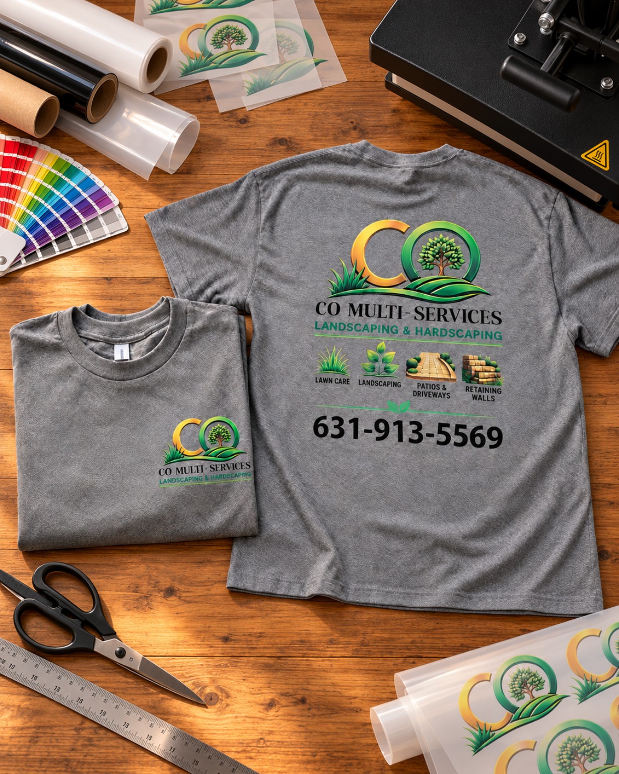 CO Multi-Services front and back custom shirts