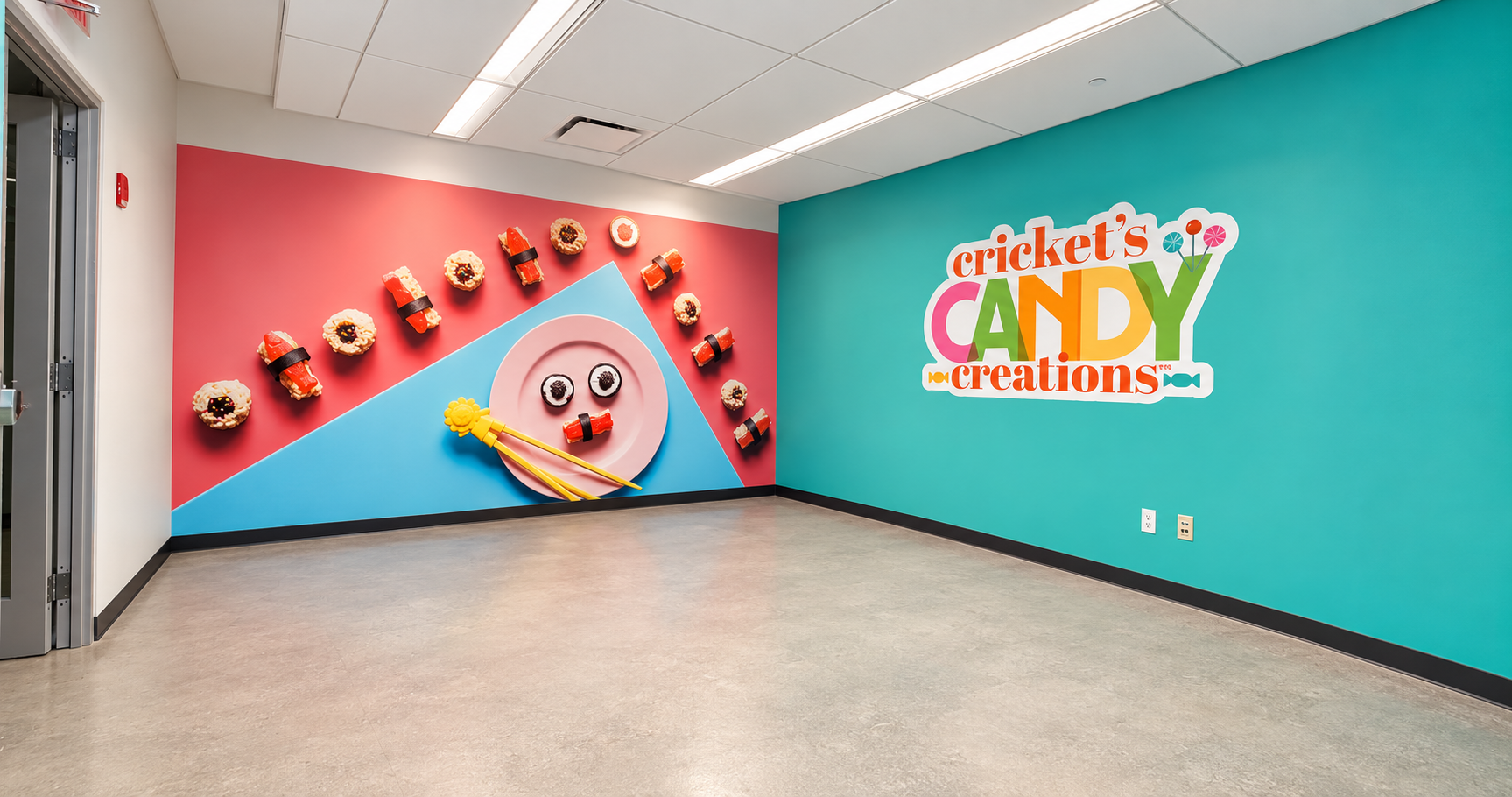 Cricket’s Candy Creations custom wall graphics