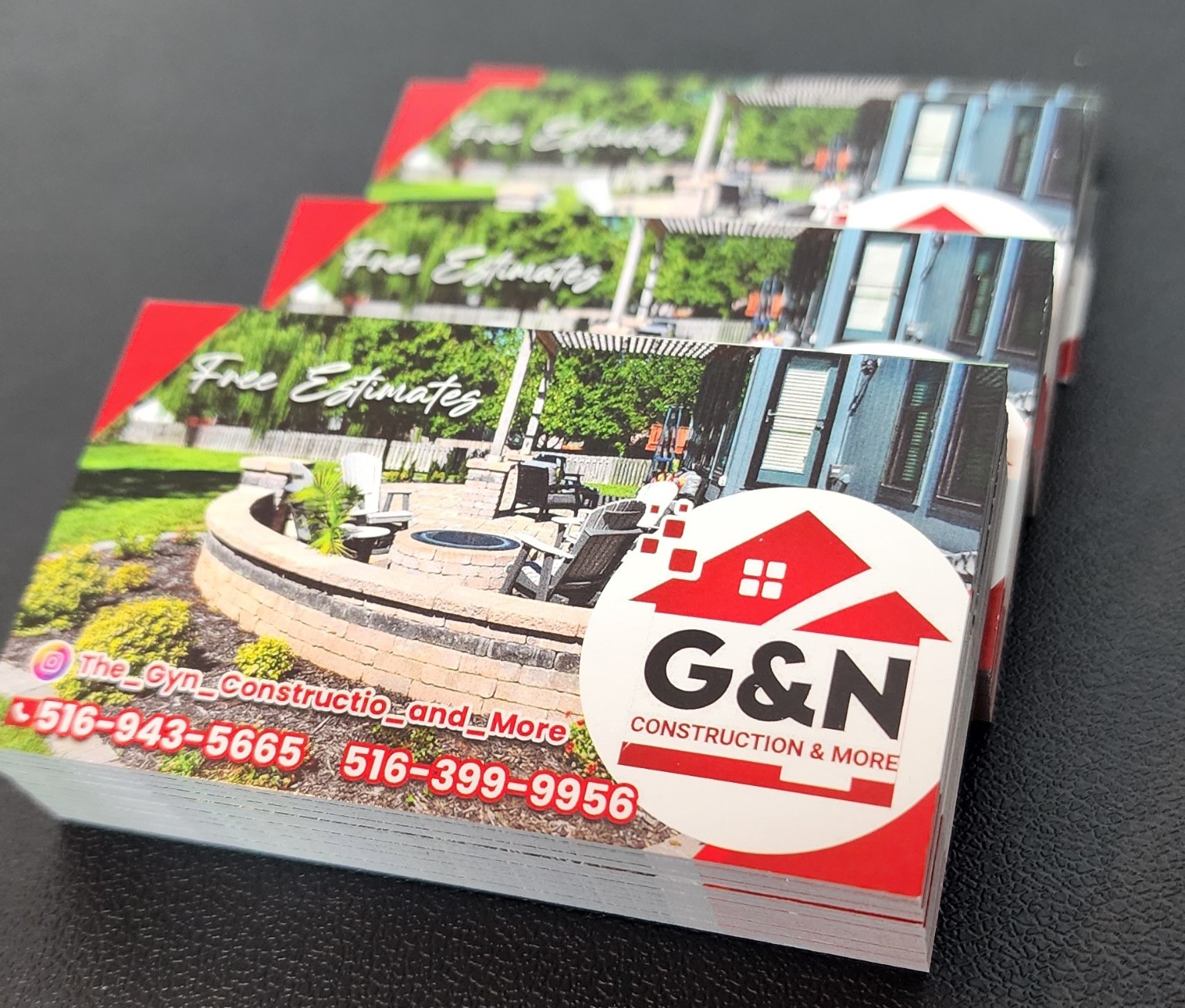G&N Construction business cards