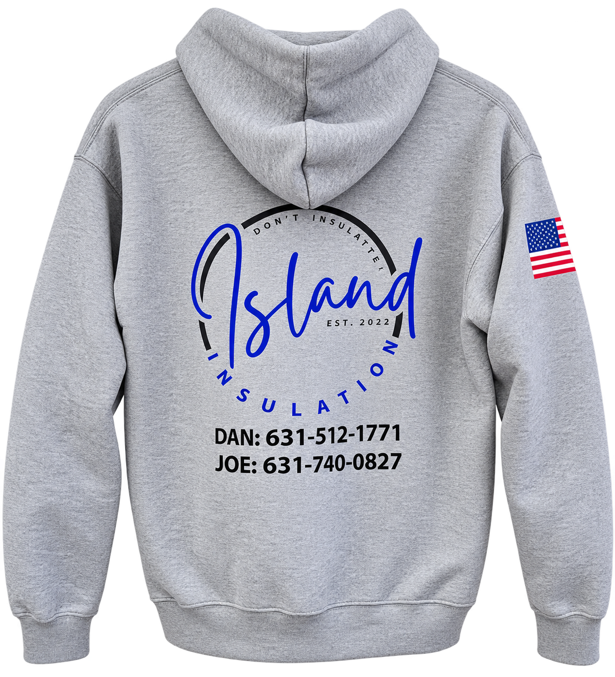 Gray custom hoodie back