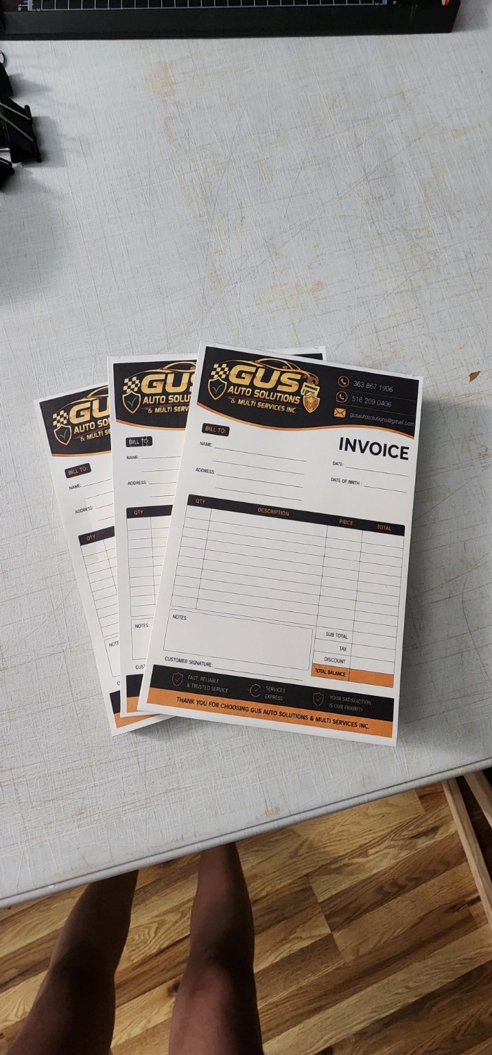 GUS Auto Solutions custom invoices