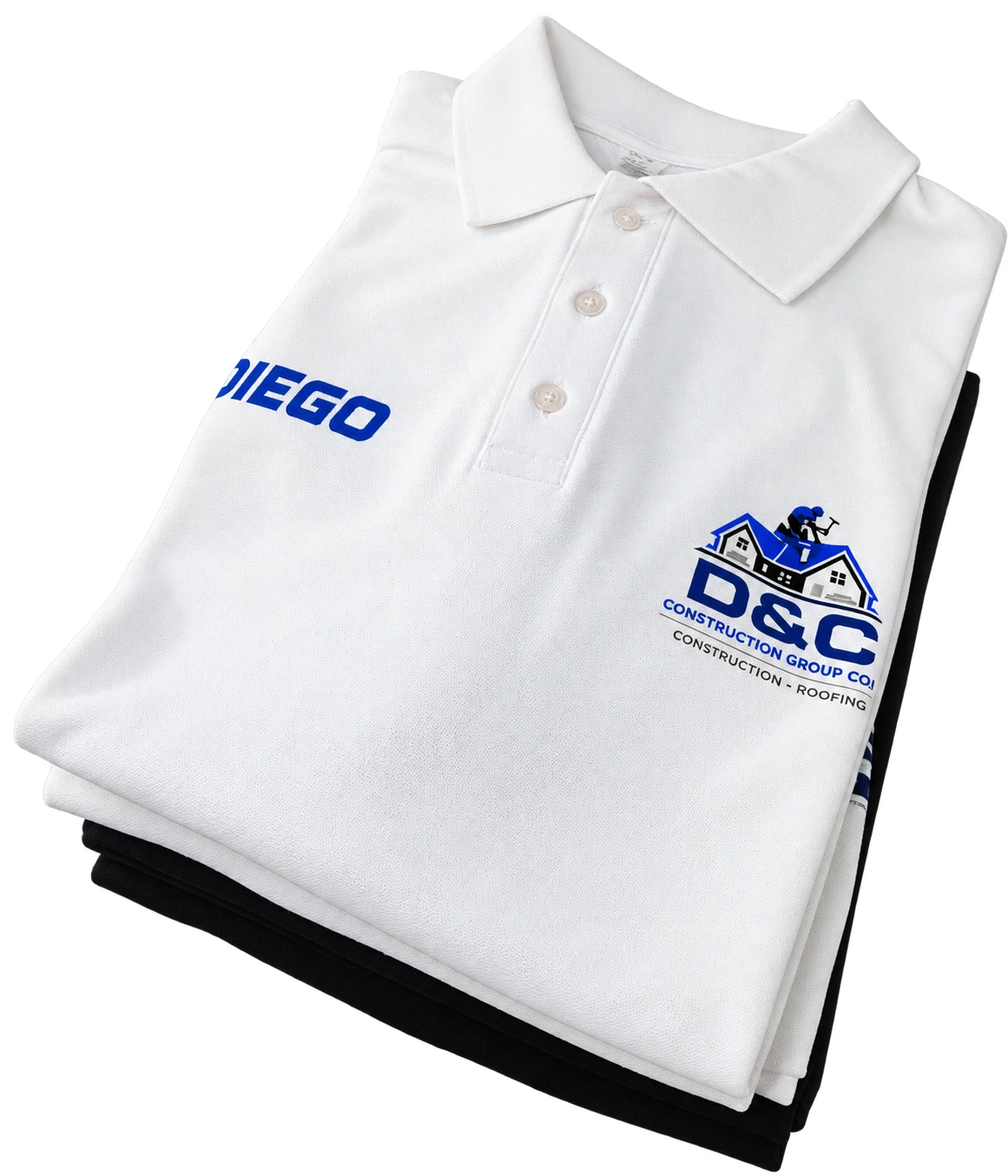 D&C Construction — White polo: Custom apparel