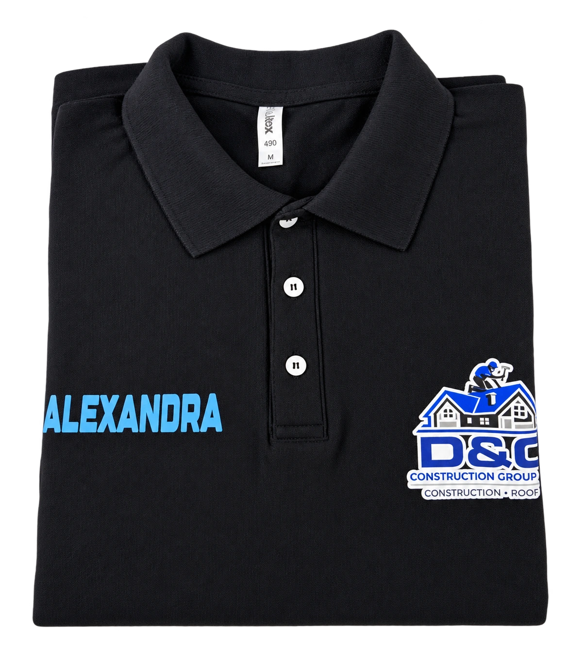 D&C Construction — Black polo: Custom apparel