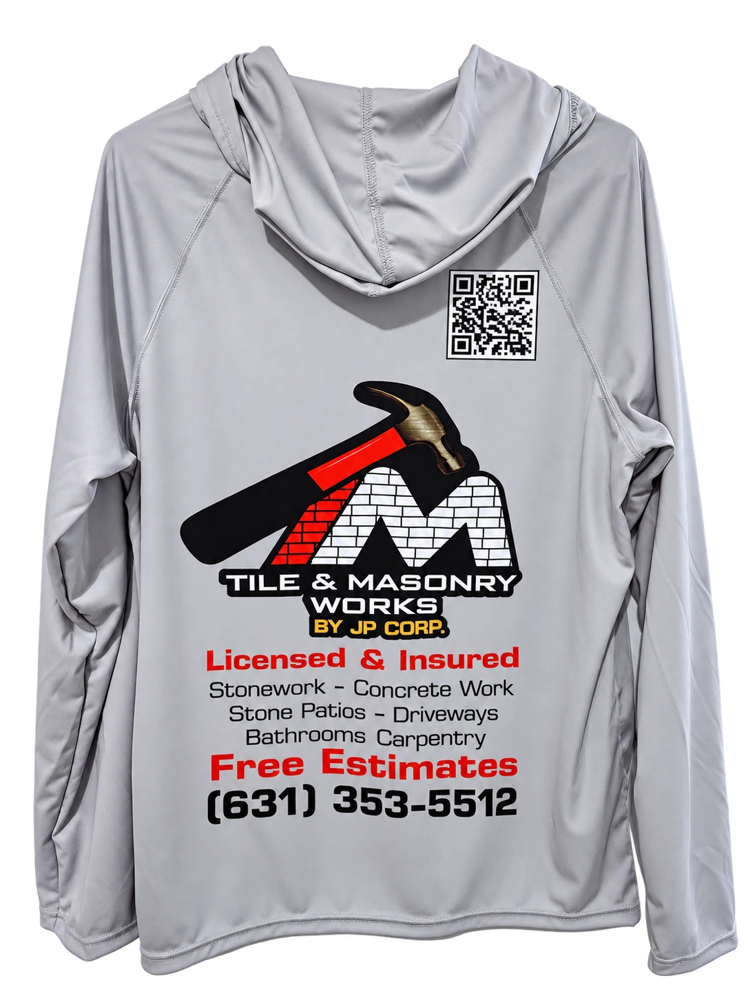 Tile & Masonry Works — Hooded shirt back: Custom apparel