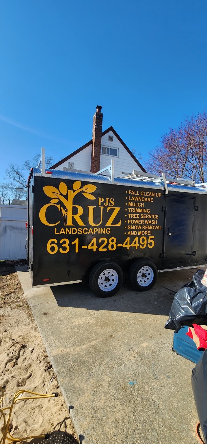 PJS Cruz Landscaping — Trailer: Vehicle lettering